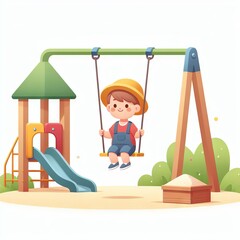 Illustration on one child on a swing