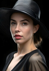 Portrait Elegant woman with hat , Modern art 