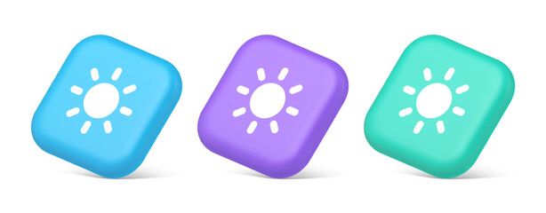Brightness button sun light warm cold contrast digital interface 3d realistic isometric icon