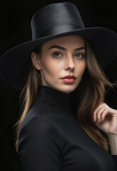 Portrait Elegant woman with hat , Modern art 
