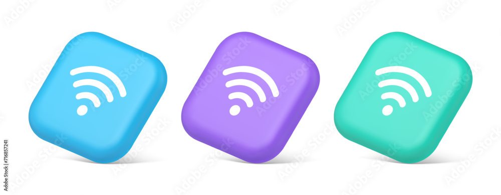 Poster wi fi internet connection button high speed wireless cyberspace digital network 3d isometric icon