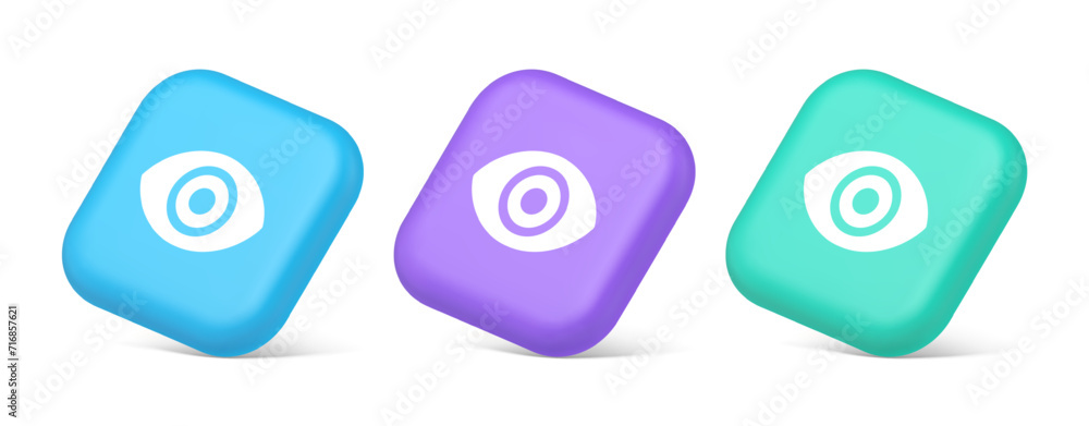 Poster eye button visibility searching optical lens web application 3d realistic isometric icon