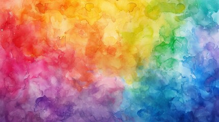 Vibrant watercolor abstract painting with a rainbow of colors blending together background