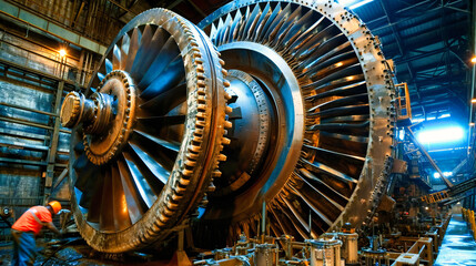 Industrial Power: Close-Up of a Turbine Engine, Symbolizing Strength and Mechanical Innovation