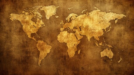 Vintage world map with a grunge texture background