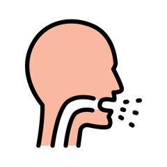 Cough color icon, vector pictogram of flu or coronavirus symptom. Allergy symptoms icon. Infectious diseases, colds, flu, cough