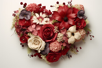 Bouquet of flowers in the shape of a heart