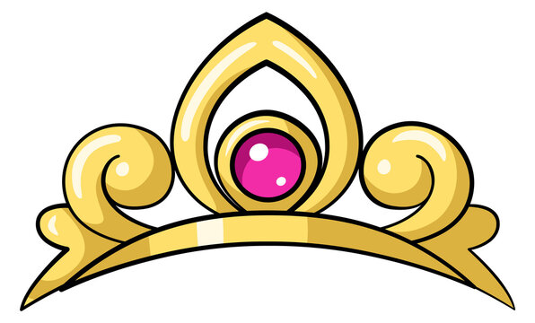 Golden tiara cartoon icon. Princess crown symbol