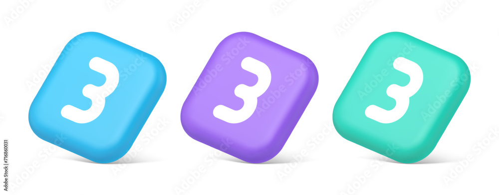 Poster three number button internet communication texting message character 3d realistic isometric icon