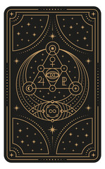 Tarot card back design. Mystical esoteric symbols