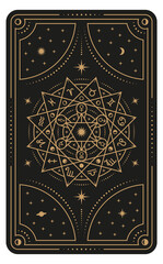 Astrological tarot design with zodiac elements. Mystic ritual card © LadadikArt