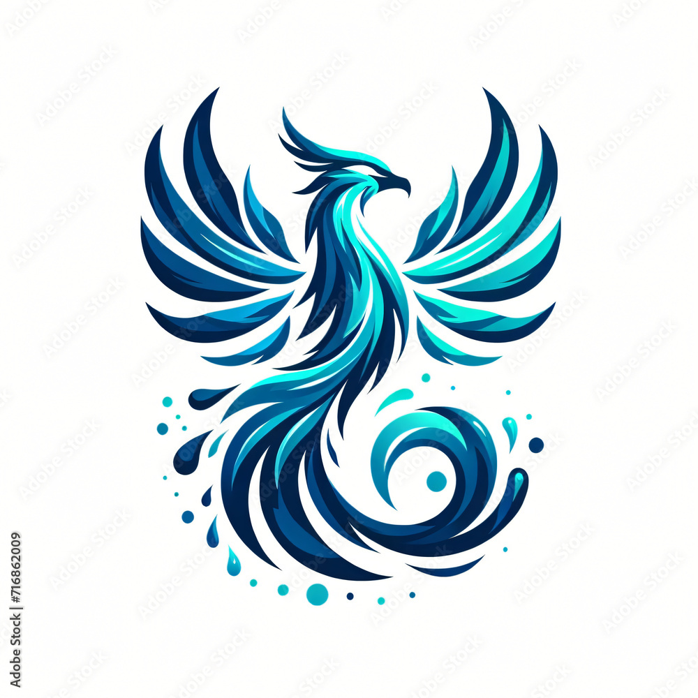 Wall mural Logo tattoo bird phoenix water concept 