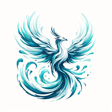 Logo tattoo bird phoenix water concept Chinese art style 