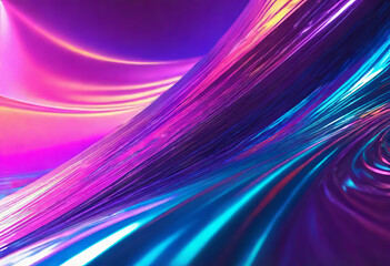 Abstract holographic translucent metallic liquid background, with curved wave and shiny particles