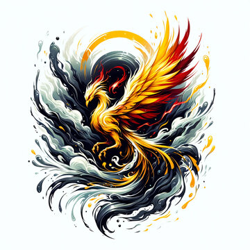 Logo tattoo bird phoenix concept Chinese art style 