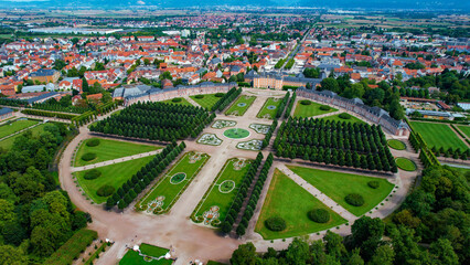  Aerial of the city Schwetzingen in Germany on a sunny summer day