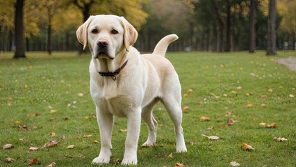 Yellow labrador retriever dog in the park