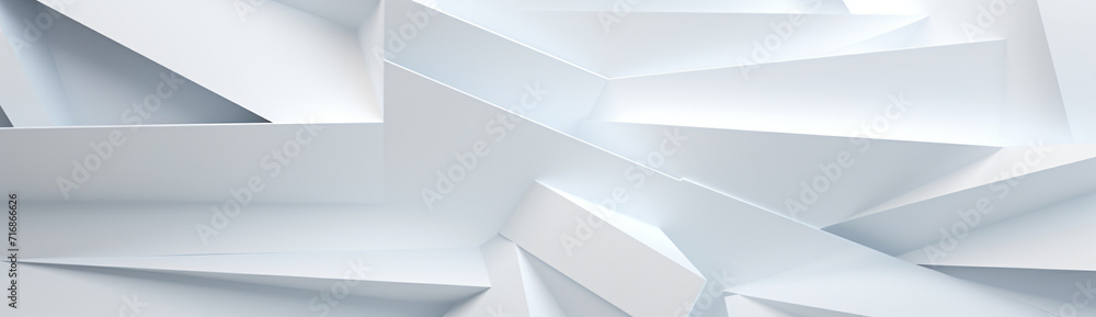 Poster white abstract triangles background, functional design, juxtaposition of light and shadow, rectangul