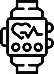 Marathon smartwatch icon outline vector. Race athlete. Female sports