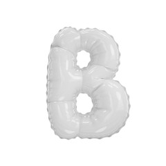 3d illustration white glossy balloon letter B