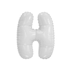 3d illustration white glossy balloon letter H
