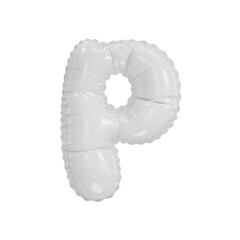 3d illustration white glossy balloon letter P