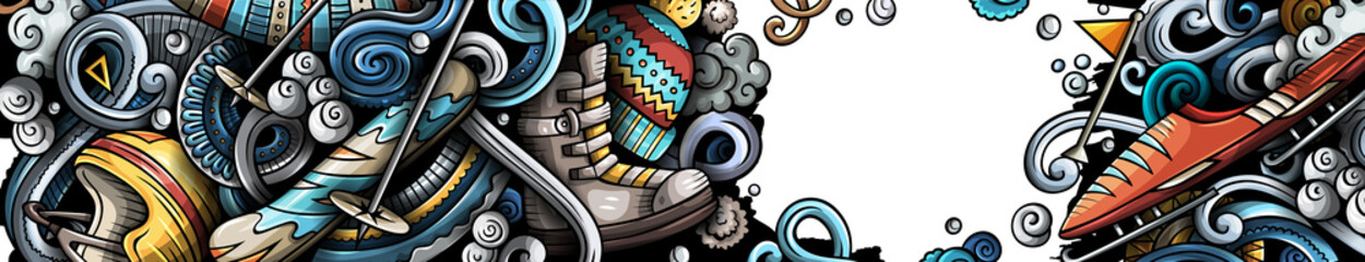 Winter sports cartoon banner design © balabolka