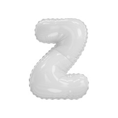 3d illustration white glossy balloon letter Z