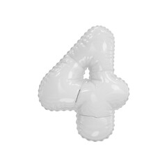 3d illustration white glossy balloon number 4