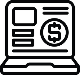 Laptop subscription icon outline vector. Form mail list. Business fee