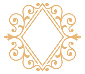 Vintage golden floral filigree emblem. Decorative frame