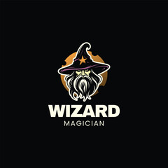 Creative minimal wizard warlock logo,ombie Evil Wizard Logo Mascot - obrazy, fototapety, plakaty