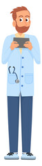 Doctor hold tablet. Medical clinic staff character