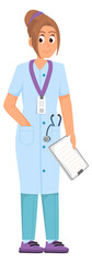 Smiling woman doctor. Female hospital cartoon worker