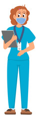 Female surgeon in medical mask. Woman doctor character