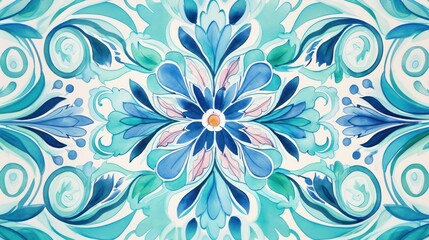 Elegant floral blue pattern on light.