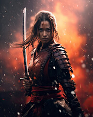 Obraz premium A female Samurai Warrior
