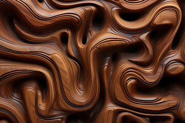 The wood curves back and forth like water waves. Top view. - obrazy, fototapety, plakaty