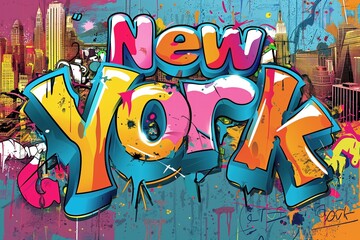 Inscription New York in graffitti style
