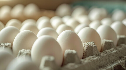 There are a lot of eggs on the chicken farm.