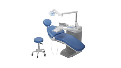 3d render of a dentist setup. Dental patient chair with transparent background