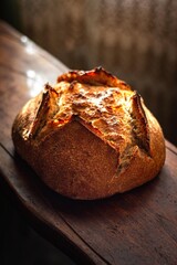 Sourdough bread details natural golden hour lights