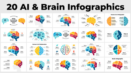 Artificial Intelligence Infographics. Brain Circle Diagram. Machine Digital Knowledge. Deep Learning AI Technology Education. Chip Neural Network. Human Head Anatomy. Medicine Mental Health logo icon