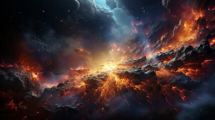 Fototapeta na wymiar Colorful cosmic explosion of a space realisti