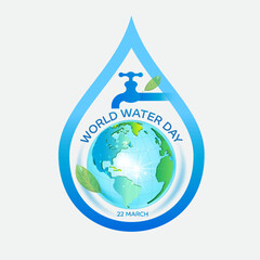 Concept of ecology and world water day  logo design template