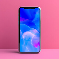 Realistic, modern, smart phone collection with colorful screen on isolated background. generative ai