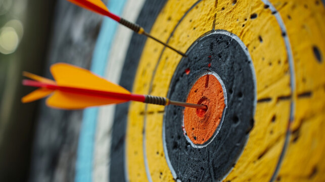 cible à fléchettes avec une fléchette en son centre