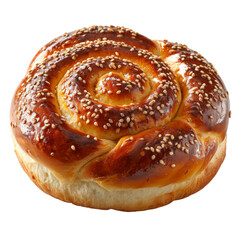 Obraz na płótnie Canvas Golden Braided Challah Bread Adorned With Sesame Seeds