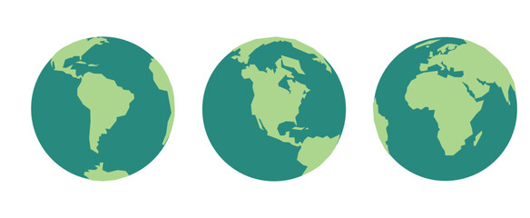 Obraz premium Different angles flat planet Earth icons. Vector illustration for web banner, web and mobile, infographics.