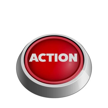 Action red button on isolated white background. Video animation. Hand drawn in a cartoon style. High quality 4k footage